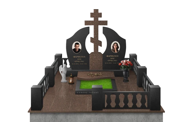 Мемориальный комплекс с полуплитой, плиткой и поребриком Балясины